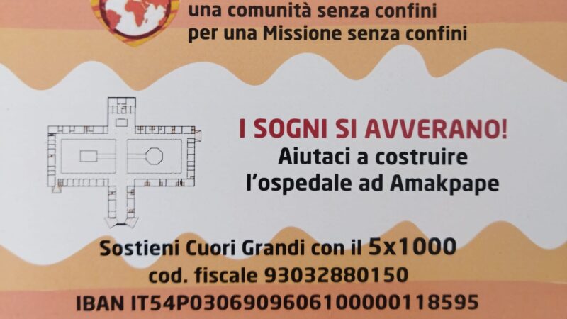 Aiutiamo Cuori Grandi con il 5X1000, i soldi all’ospedale in Togo per la missione di Maristella