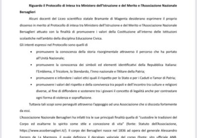Magenta, caso liceo Bramante-Bersaglieri: La lettera integrale di alcuni docenti al Ministro